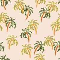 Seamless tropical pattern with hand drawn palm trees with lush green and greenery leaves on a light background. Elegant and exotic, perfect for summer fashion, textiles, wallpaper, branding vector