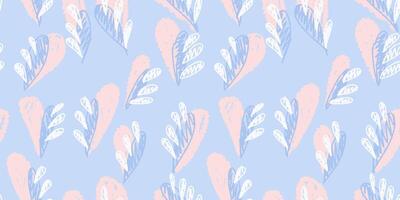 Pastel blue seamless pattern with abstract organic shapes. Plain creative geometric background. hand drawn unique forms print. Contemporary minimalist ornament. vector