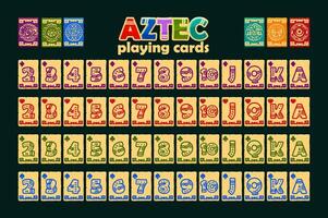 Full deck of playing cards in Aztec style. Set with isolated cards for Poker or Solitaire game UI. Cartoon full deck of cards. Each map is on a separate layer and is easily edited. vector