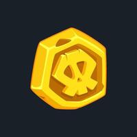 Pirate golden coin or black mark. Casual game icon with skull. Isolated golden coin. GUI UI for web, game or app. Interface element. Pirate treasure vector