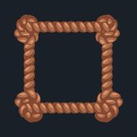 Cartoon rope square frame. Empty border for APP icon, Rope border vector