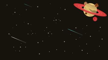 an illustration of saturn and a comet vector