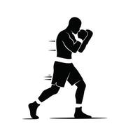 Agile Boxer Performing Footwork Drills Moving Quickly in Boxing Ring vector