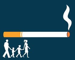 A family walking with a cigarette in the background vector