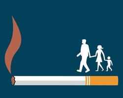 A cigarette with a family walking by it vector