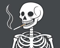 Skeleton smoking a cigarette illustration vector