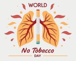 Lungs with smoke and text world no tobacco day vector