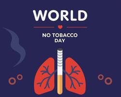 Lungs with smoke and heart with tobacco leaf background for world no tobacco day vector