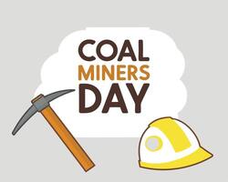 Coal miners day with a hammer and helmet vector
