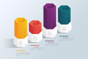 3D Infographic Hexagon Bar Chart Template vector
