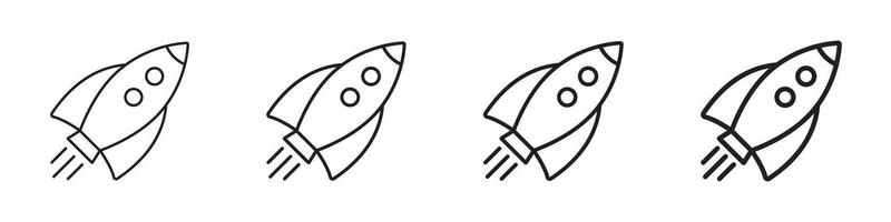 Rocket line icons set. Flying rocket line icons set. vector