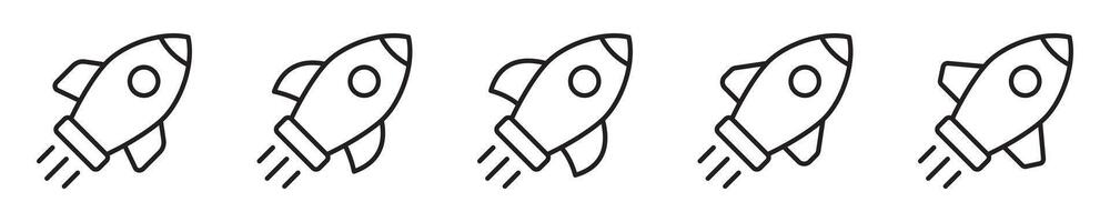 Rocket line icon. Startup icon and symbol. Flying rocket line icons set. vector