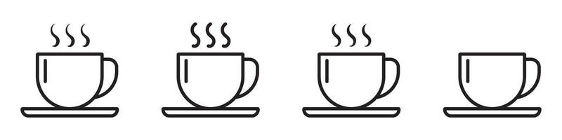 Cup line icon. Hot drink icon. Coffee cup line icons set. vector