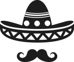 Sombrero and Mustache Silhouette - Mexican Culture Festive Icon Design vector