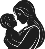 Loving Mother and Child Silhouette - Heartfelt Family Bond vector