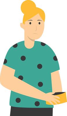 People Holding Empty Wallet in Cartoon Style.