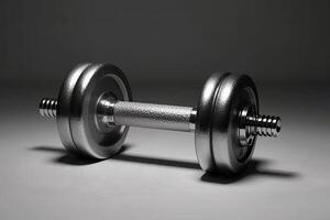 dumbbell on black background photo