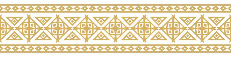 Abstract Ethnic Pattern in Navajo Aztec Style with Gold Border Textile. vector