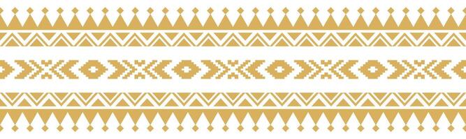 Decorative Tribal Textile Pattern in Ethnic Aztec Navajo Style with Gold Border. vector