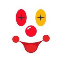 Funny Clown Face with Red and Yellow Eyes, Nose and Big Smile for Party Fun vector