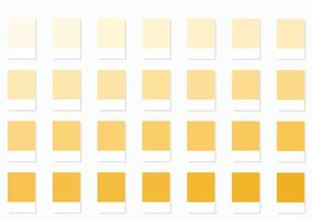 Color Swatches 28 Soft Cream and Custard Shades - 3d Light Faded Yellows to Bright Deep Tones, Colour Palette, Scheme and Combinations vector