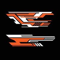 Decal livery car design featuring two abstract geometric shapes in orange and white. vector