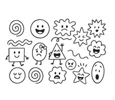 A set of doodle characters with various expressions vector