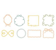 Set of hand drawn frames and ribbons vector