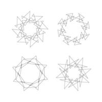 Set of abstract circle wire frame triangle line isolated. vector