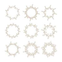 Brown abstract circle line art decoration isolated flat design. vector