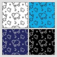 Seamless pattern with sheep and stars. vector