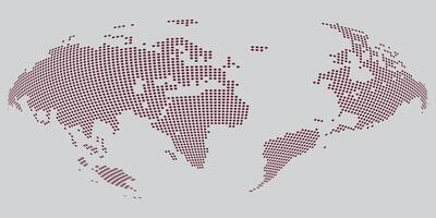 Geometric dotted world map design showing continents and countries with digital design vector