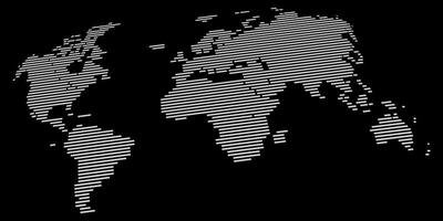 World map in rectangle line shape design showing continents and countries with art. vector