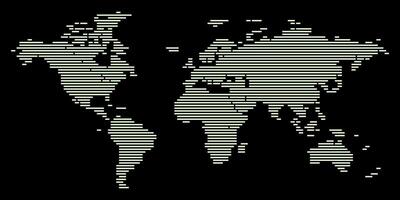 Rectangle shape line world map design in illustration concept isolated on black background vector