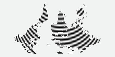 Abstract world map in rectangle line shape design showing continents and countries vector