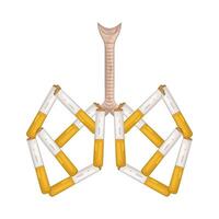 Illustration of Lungs shape with cigarettes vector