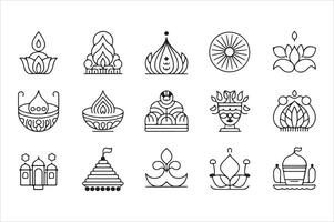 a set of minimal, Indian culture and festivals icon set vector