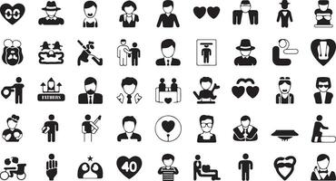 Father's Day icons set design with silhouette symbols vector