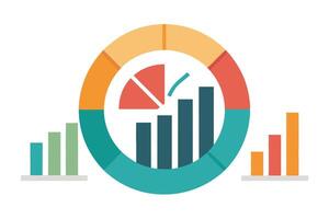 Colorful data visualization with pie charts and bar graphs vector