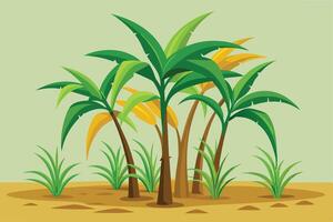 Lush Palm Trees in a Tropical Desert Setting vector