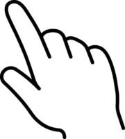 Hand with index finger pointing or pressing, black outline illustration vector