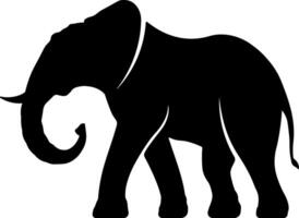 Black silhouette of an elephant in minimalist style, isolated wild animal illustration on transparent background vector