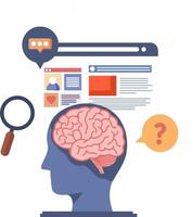 Conceptual illustration of critical thinking and information filtering.Symbolizes awareness, discernment,ability to distinguish between facts and hoaxes in the digital age of information and education vector