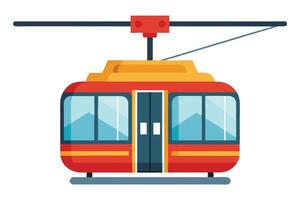 Colorful Flat Illustration of a Mountain Cable Car vector