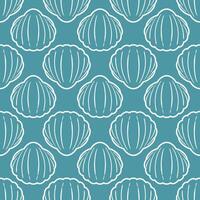 illustration presents a symmetrical pattern of outlined seashells. The striking contrast highlights the intricate shapes, creating a sophisticated and modern ocean-inspired design. vector
