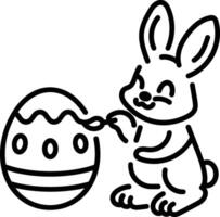 A rabbit painting egg icon in linear style vector
