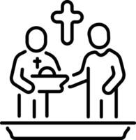 Linear style icon showing baptism ritual vector
