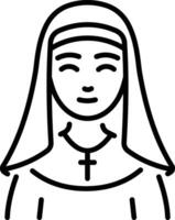 Catholic nun character icon in line style vector