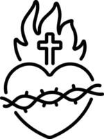 A linear style icon showing a sacred heart vector