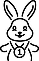 A happy bunny showing easter fun, line style icon vector